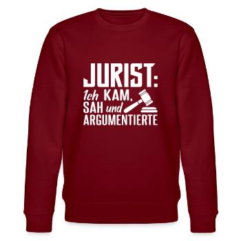 Jura Jurist Juristik - Stanley/Stella Unisex Bio-Sweatshirt CHANGER  - Burgunderrot - Vorne - Nik (191cm) & Marisol (170cm)