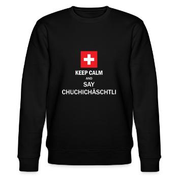 Chuchichäschtli Schweizer Schweiz - Stanley/Stella Unisex Bio-Sweatshirt CHANGER  - Schwarz - Vorne - Nik (191cm) & Marisol (170cm)