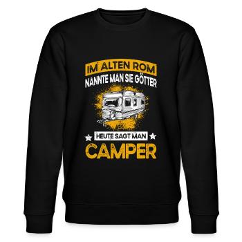 Lustiger Camping Spruch - Wohnwagen & Camper - Stanley/Stella Unisex Bio-Sweatshirt CHANGER  - Schwarz - Vorne - Nik (191cm) & Marisol (170cm)