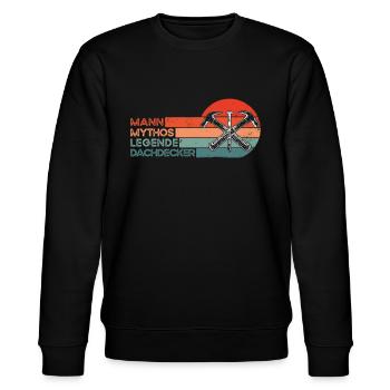 Lustiger Dachdecken Spruch - Dachdecker - Stanley/Stella Unisex Bio-Sweatshirt CHANGER  - Schwarz - Vorne - Nik (191cm) & Marisol (170cm)