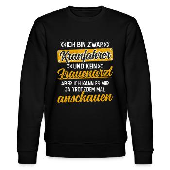 Lustiger Spruch Kranfahrer Kranführer - Stanley/Stella Unisex Bio-Sweatshirt CHANGER  - Schwarz - Vorne - Nik (191cm) & Marisol (170cm)