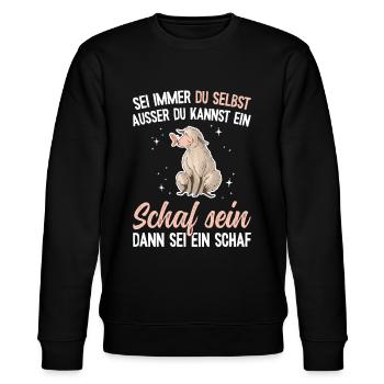 Lustiges Schafmotiv - Bäuerin Landwirtin & Schaf - Stanley/Stella Unisex Bio-Sweatshirt CHANGER  - Schwarz - Vorne - Nik (191cm) & Marisol (170cm)