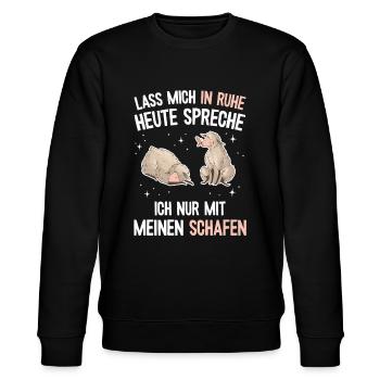 Lustiges Schafmotiv - Bäuerin Landwirtin & Schaf - Stanley/Stella Unisex Bio-Sweatshirt CHANGER  - Schwarz - Vorne - Nik (191cm) & Marisol (170cm)