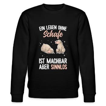 Lustiges Schafmotiv - Bäuerin Landwirtin & Schaf - Stanley/Stella Unisex Bio-Sweatshirt CHANGER  - Schwarz - Vorne - Nik (191cm) & Marisol (170cm)