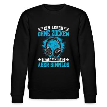 Lustiger Teenager Gaming Spruch - Gamer Jungs - Stanley/Stella Unisex Bio-Sweatshirt CHANGER  - Schwarz - Vorne - Nik (191cm) & Marisol (170cm)