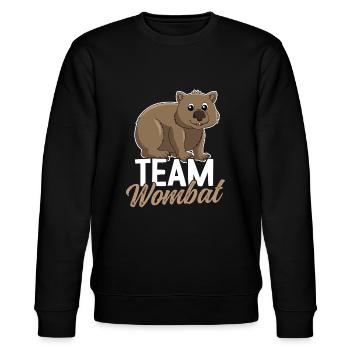 Lustiger Wombat Spruch - Beuteltier - Stanley/Stella Unisex Bio-Sweatshirt CHANGER  - Schwarz - Vorne - Nik (191cm) & Marisol (170cm)