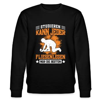 Fliesenleger Spruch - Fliesenlegen & Bodenleger - Stanley/Stella Unisex Bio-Sweatshirt CHANGER  - Schwarz - Vorne - Nik (191cm) & Marisol (170cm)