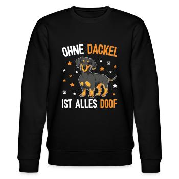 Teckel Hund Spruch - Dachshund & Dackel - Stanley/Stella Unisex Bio-Sweatshirt CHANGER  - Schwarz - Vorne - Nik (191cm) & Marisol (170cm)