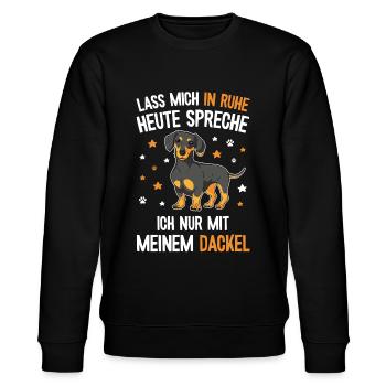 Teckel Hund Spruch - Dachshund & Dackel - Stanley/Stella Unisex Bio-Sweatshirt CHANGER  - Schwarz - Vorne - Nik (191cm) & Marisol (170cm)