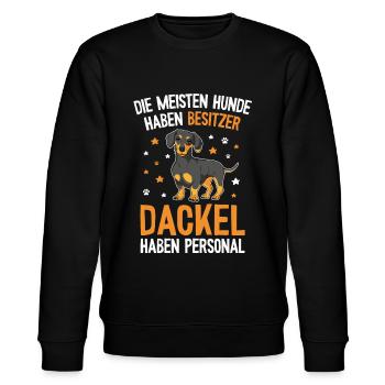 Teckel Hund Spruch - Dachshund & Dackel - Stanley/Stella Unisex Bio-Sweatshirt CHANGER  - Schwarz - Vorne - Nik (191cm) & Marisol (170cm)