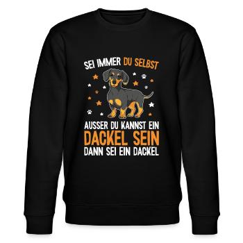 Teckel Hund Spruch - Dachshund & Dackel - Stanley/Stella Unisex Bio-Sweatshirt CHANGER  - Schwarz - Vorne - Nik (191cm) & Marisol (170cm)