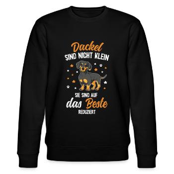 Teckel Hund Spruch - Dachshund & Dackel - Stanley/Stella Unisex Bio-Sweatshirt CHANGER  - Schwarz - Vorne - Nik (191cm) & Marisol (170cm)
