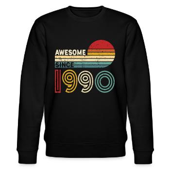 1990 Gift Birthday vintage Spruch - Stanley/Stella CHANGER Unisex Organic Sweatshirt - black - Front - Nik (191cm) & Marisol (170cm)