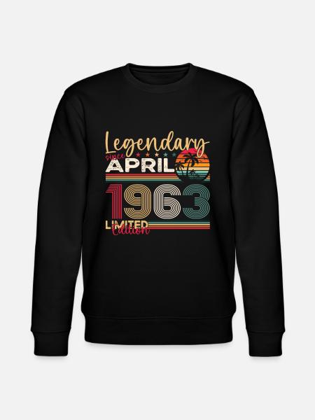 60th birthday man April Born 1963 Legendary - Stanley/Stella CHANGER Unisex Organic Sweatshirt - black