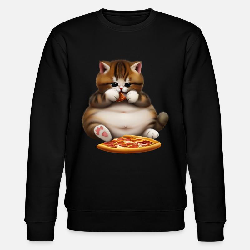Pizza lover cat - Stanley/Stella CHANGER Unisex Organic Sweatshirt - black