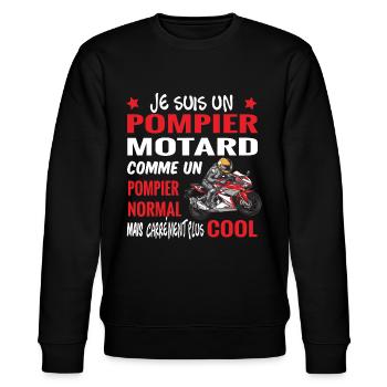 Pompier motard cool. Passion moto armée cadeau - Sweat bio CHANGER Stanley/Stella Unisexe - noir - Devant - Nik (191cm) & Marisol (170cm)