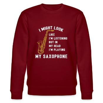 Jouer de mon saxophone Sax Saxophone Saxophone - Sweat bio CHANGER Stanley/Stella Unisexe - bordeaux - Devant - Nik (191cm) & Marisol (170cm)