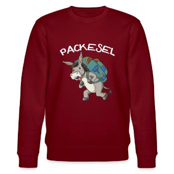 Esel Packesel Maultier Muli Donkey Geschenk - Stanley/Stella Unisex Bio-Sweatshirt CHANGER  - Burgunderrot - Vorne - Nik (191cm) & Marisol (170cm)