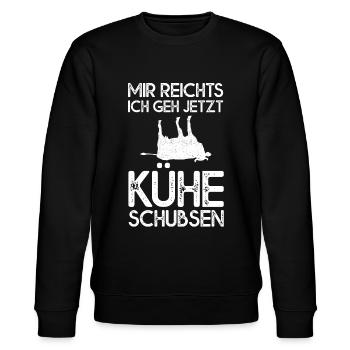 Kühe Schubsen Rind Cow Kuh Landwirt Bauern Cattle - Stanley/Stella Unisex Bio-Sweatshirt CHANGER  - Schwarz - Vorne - Nik (191cm) & Marisol (170cm)