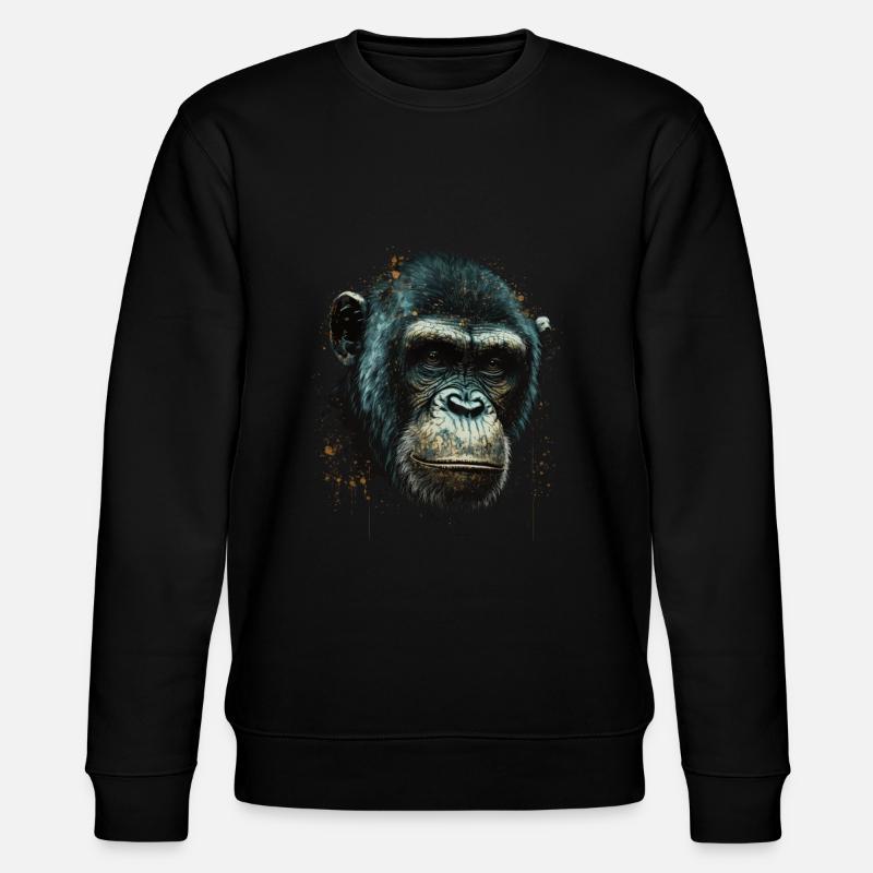 Portrait de singe chimpanzé - Sweat bio CHANGER Stanley/Stella Unisexe - noir
