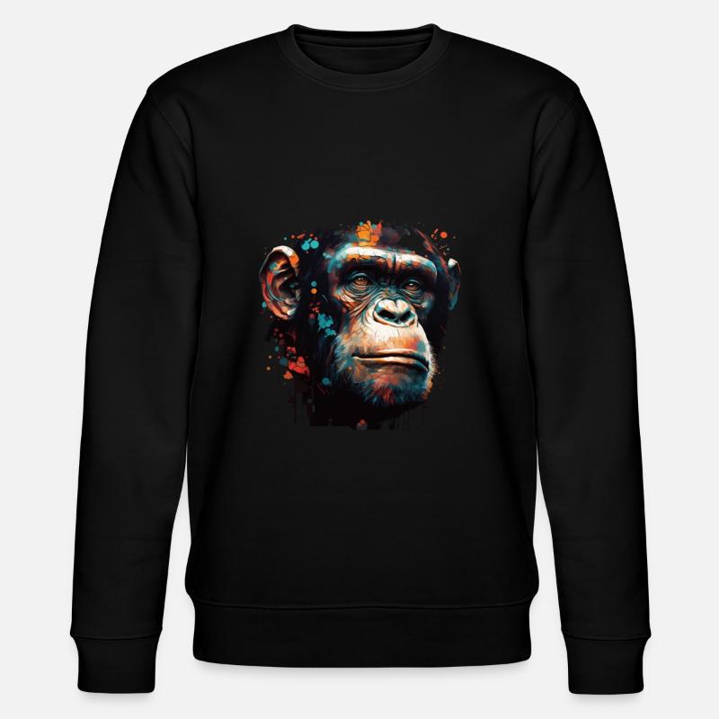Portrait de singe chimpanzé - Sweat bio CHANGER Stanley/Stella Unisexe - noir