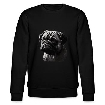 Mops-schablonen-design Weiß Und Schwarz - Stanley/Stella Unisex Bio-Sweatshirt CHANGER  - Schwarz - Vorne - Nik (191cm) & Marisol (170cm)