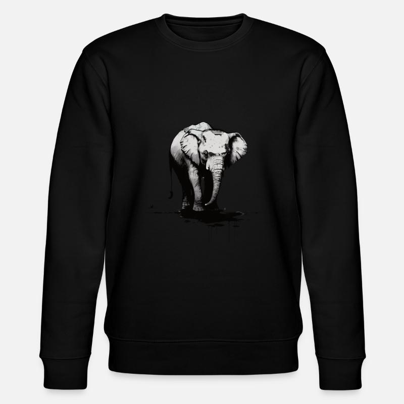 Elephant Artful impression au pochoir - Sweat bio CHANGER Stanley/Stella Unisexe - noir