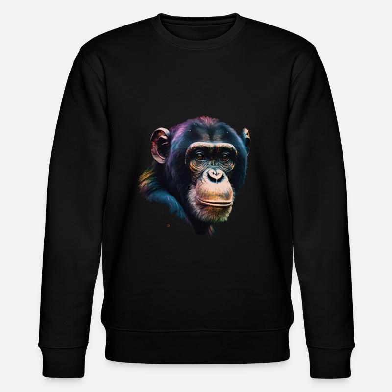 Chimpanzee Monkey Portrait - Stanley/Stella CHANGER Unisex Organic Sweatshirt - black