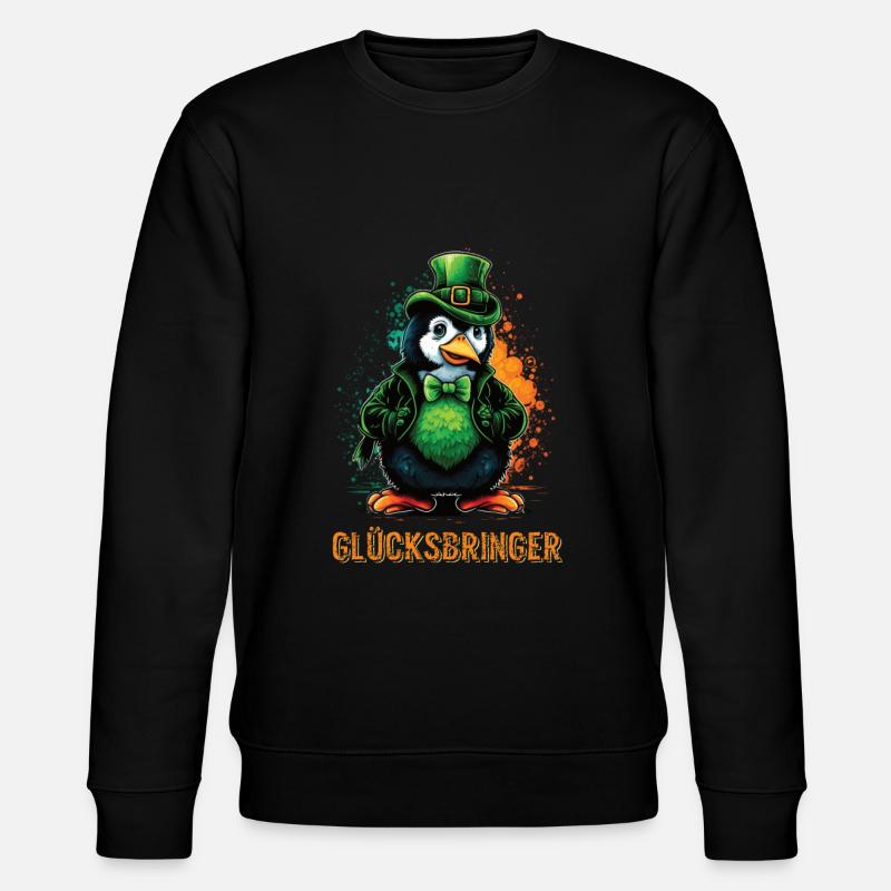 Glücksbringer Pinguin St. Patty - Stanley/Stella Unisex Bio-Sweatshirt CHANGER  - Schwarz