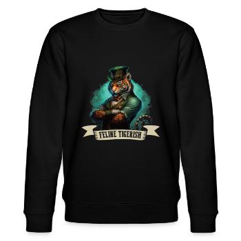 Feline Tigerish St. Patty - Stanley/Stella CHANGER Unisex Organic Sweatshirt - black - Front - Nik (191cm) & Marisol (170cm)