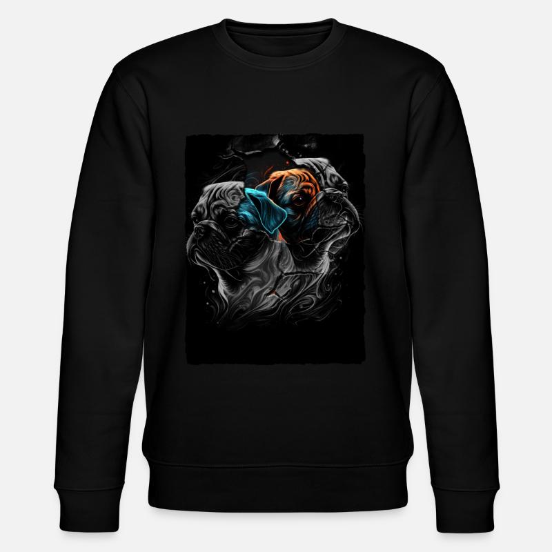 Mops Portrait - Stanley/Stella Unisex Bio-Sweatshirt CHANGER  - Schwarz