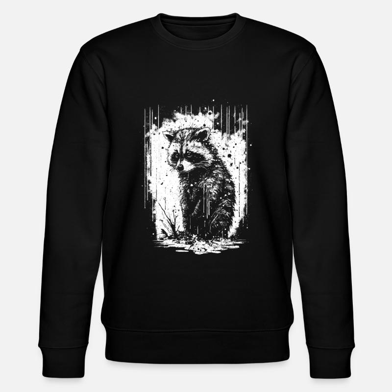 Raccoon White & Black Stencil - Stanley/Stella CHANGER Unisex Organic Sweatshirt - black