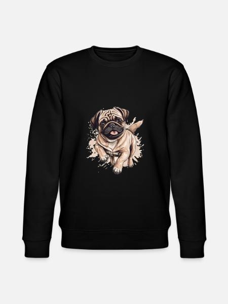 Cute Pug Little Dog - Stanley/Stella CHANGER Unisex Organic Sweatshirt - black