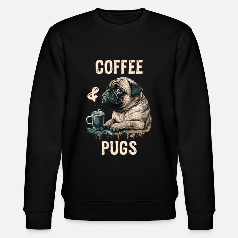 Coffee & Pugs - Stanley/Stella Unisex Bio-Sweatshirt CHANGER  - Schwarz
