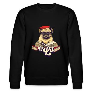 Get Lit Pug - Stanley/Stella Unisex Bio-Sweatshirt CHANGER  - Schwarz - Vorne - Nik (191cm) & Marisol (170cm)