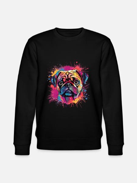 Pug paint splash design - Stanley/Stella CHANGER Unisex Organic Sweatshirt - black