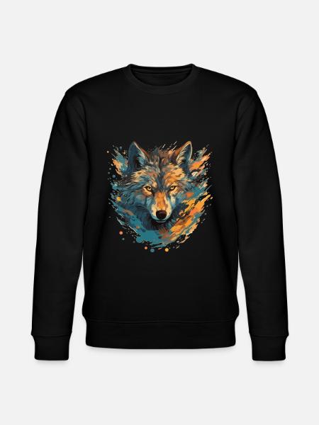 Artistic wolf portrait - Stanley/Stella CHANGER Unisex Organic Sweatshirt - black