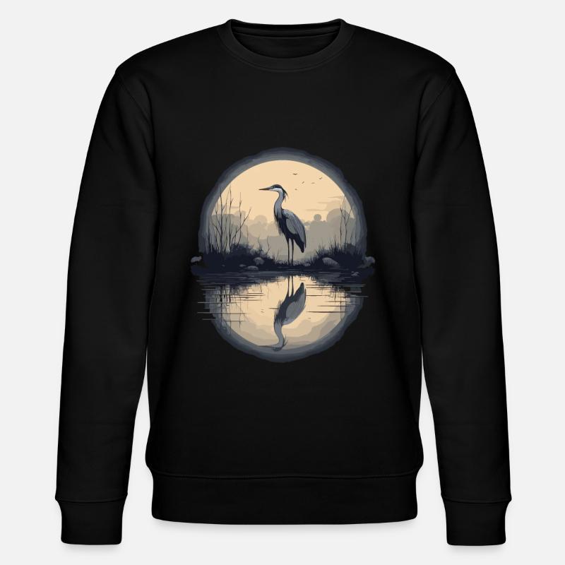 Majestätischer Graureiher - Stanley/Stella Unisex Bio-Sweatshirt CHANGER  - Schwarz