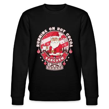 with hot cocoa and sarcasm - Stanley/Stella CHANGER Unisex Organic Sweatshirt - black - Front - Nik (191cm) & Marisol (170cm)