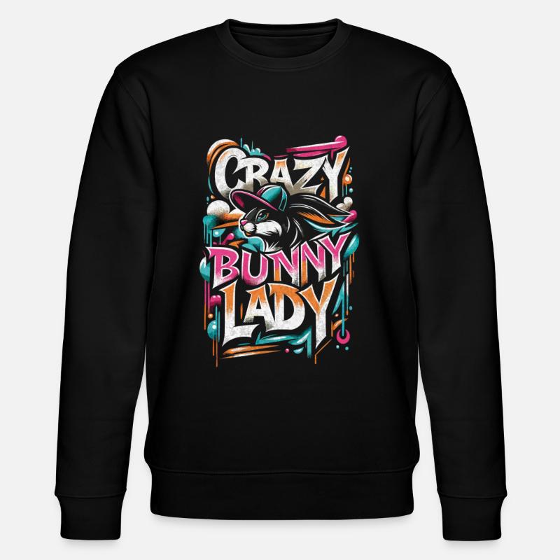 Crazy Bunny Lady - Stanley/Stella CHANGER Unisex Organic Sweatshirt - black