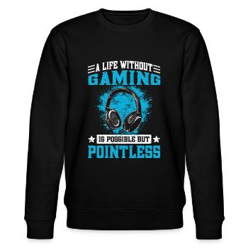 Gamer Saying - Boys Video Games & Gaming - Stanley/Stella CHANGER Unisex Organic Sweatshirt - black - Front - Nik (191cm) & Marisol (170cm)