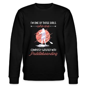 Lustiges Stand Up Paddling - Stanley/Stella Unisex Bio-Sweatshirt CHANGER  - Schwarz - Vorne - Nik (191cm) & Marisol (170cm)