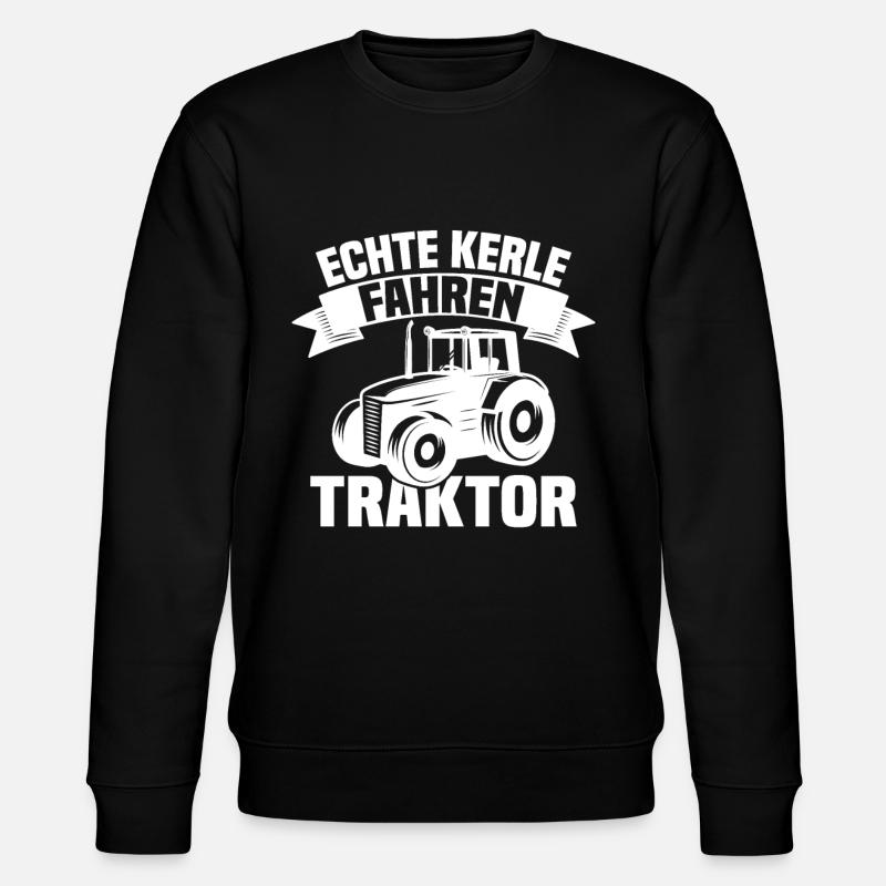 Echte Kerle fahren Traktor - Stanley/Stella Unisex Bio-Sweatshirt CHANGER  - Schwarz