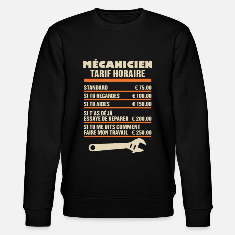 Mécanicien Tarif Horaire - Sweat bio CHANGER Stanley/Stella Unisexe - noir