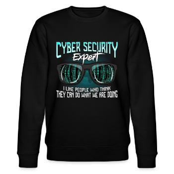 Cyber Security Hackers Hack IT Security Funny - Stanley/Stella CHANGER Unisex Organic Sweatshirt - black - Front - Nik (191cm) & Marisol (170cm)