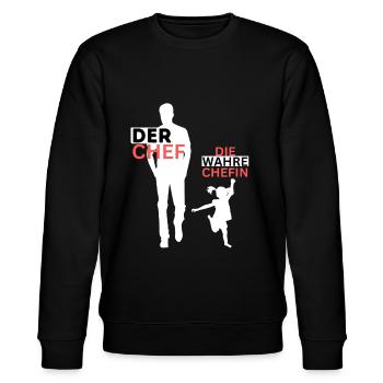 Vater Tochter Partnerlook Vatertag Papa Tochter - Stanley/Stella Unisex Bio-Sweatshirt CHANGER  - Schwarz - Vorne - Nik (191cm) & Marisol (170cm)