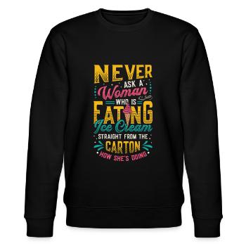 Traurige Frauen Herzschmerz Liebeskummer Eiscreme - Stanley/Stella Unisex Bio-Sweatshirt CHANGER  - Schwarz - Vorne - Nik (191cm) & Marisol (170cm)