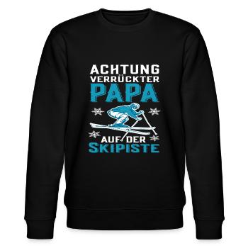 Lustiger Ski Papa Skifahrer Vater Skifahren Spruch - Stanley/Stella Unisex Bio-Sweatshirt CHANGER  - Schwarz - Vorne - Nik (191cm) & Marisol (170cm)
