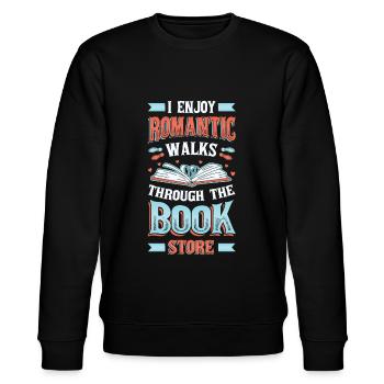 Romantische Spaziergänge Durch Den Buchladen. - Stanley/Stella Unisex Bio-Sweatshirt CHANGER  - Schwarz - Vorne - Nik (191cm) & Marisol (170cm)
