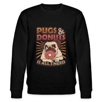 Mops Donut Lover - Stanley/Stella Unisex Bio-Sweatshirt CHANGER  - Schwarz - Vorne - Nik (191cm) & Marisol (170cm)